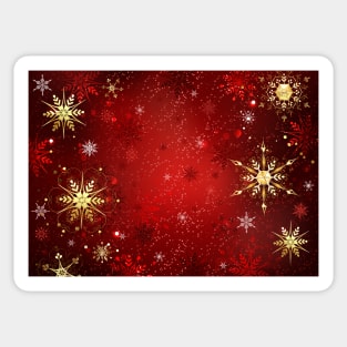 Red Background with Gold Snowflakes Sticker